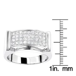 Men's Diamond 14K White Gold Ring By Luxurman 0.8ct Wedding Band -Outlet Bijou Lush Store mens diamond gold ring by luxurman 08ct 14k wedding band rulerwh