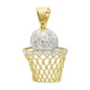 Men's 10K Yellow Gold Real Diamond Basketball Pendant 0.8ct