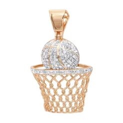 Men's 10K Yellow Gold Real Diamond Basketball Pendant 0.8ct -Outlet Bijou Lush Store mens diamond jewelry solid 10k gold real diamond basketball pendant 0 8ct ro