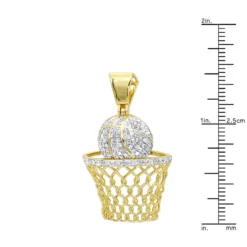 Men's 10K Yellow Gold Real Diamond Basketball Pendant 0.8ct -Outlet Bijou Lush Store mens diamond jewelry solid 10k gold real diamond basketball pendant 0 8ct rulerye