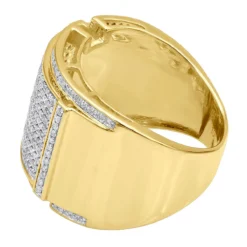Men's Diamond Ring 10K Yellow Gold 0.96ct -Outlet Bijou Lush Store mens diamond ring in 10k gold 096ct p 48020 backye