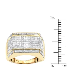 Men's 14K Yellow Gold Round Princess Diamond Ring 2.25 -Outlet Bijou Lush Store mens diamond rings 14k round princess diamond ring 225 rulerye