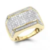 Men's 14K Yellow Gold Round Princess Diamond Ring 2.25