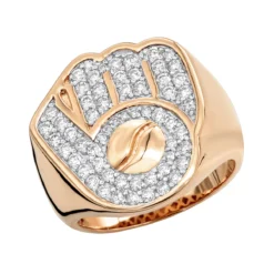 Men's Baseball Glove And Ball Ring 10K Yellow Gold 1.2ct By Luxurman -Outlet Bijou Lush Store mens diamond rings baseball glove and ball ring 10k gold 12ct by luxurman ro
