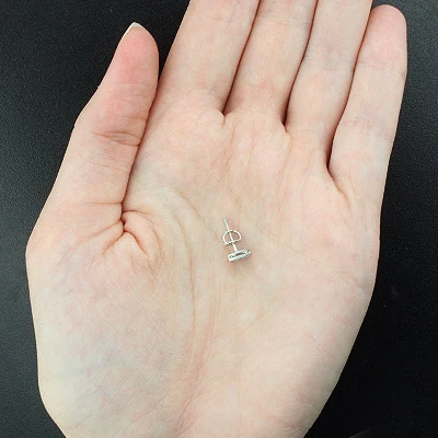 Men's Diamond Stud Earring 0.07ct 14K White Gold 4 Men's Diamond Stud Earring 0.07ct 14K White Gold - Image 2