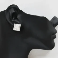 Large Men's Diamond Stud Earrings 0.25ctw Sterling Silver -Outlet Bijou Lush Store mens diamond stud earrings 021ct sterling silver p 47904bod