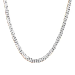 Men's Diamond Tennis Chain 10K Yellow Gold Affordable 2 Row Necklace 1ct -Outlet Bijou Lush Store mens diamond tennis chain in real 10k gold affordable 2 row necklace 1ct 407129 box rose