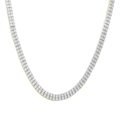 Men's Diamond Tennis Chain 10K Yellow Gold Affordable 2 Row Necklace 1ct -Outlet Bijou Lush Store mens diamond tennis chain in real 10k gold affordable 2 row necklace 1ct 407129 box yellow