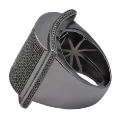 Oversized Hip Hop 1 Carat Black Diamond Ring For Men In Sterling Silver -Outlet Bijou Lush Store mens large hip hop black diamond ring in sterling silver 1 carat back black