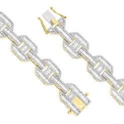 Mens Mariner Link Diamond Bracelet 10K Yellow Gold Round Baguette Diamonds 8ct 17 Mens Mariner Link Diamond Bracelet 10K Yellow Gold Round Baguette Diamonds 8ct -Outlet Bijou Lush Store mens mariner link diamond bracelet solid 10k gold round baguette diamonds 8ct 407169 claspye