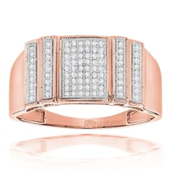 Men's Pave Diamond Ring 0.3ct Solid 10K White Gold -Outlet Bijou Lush Store mens pave diamond ring 032ct solid gold p 41762 ro