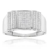Men's Pave Diamond Ring 0.3ct Solid 10K White Gold