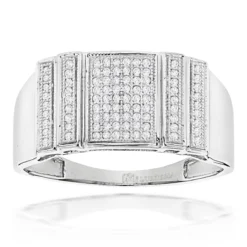 Men's Pave Diamond Ring 0.3ct Solid 10K White Gold