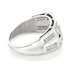 Men's Pave Diamond Ring 10K White Gold Wedding Band 0.45ct -Outlet Bijou Lush Store mens pave diamond ring 10k gold wedding band 045ct backwh