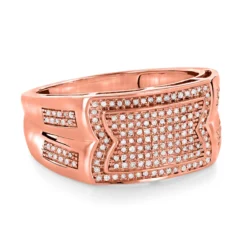 Men's Pave Diamond Ring 10K White Gold Wedding Band 0.45ct -Outlet Bijou Lush Store mens pave diamond ring 10k gold wedding band 045ct ro