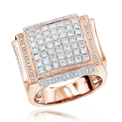 Men's Designer 14K White Gold Pave Diamond Ring 3 Ct -Outlet Bijou Lush Store mens pave diamond ring 312ct 14k designer jewelry ro