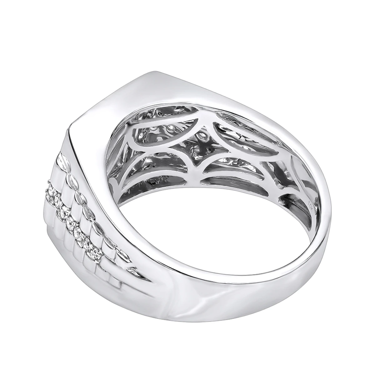 Men's 10K White Gold Square Shape 1 Carat Diamond Pinky Ring For Men 6 Men's 10K White Gold Square Shape 1 Carat Diamond Pinky Ring For Men - Image 4