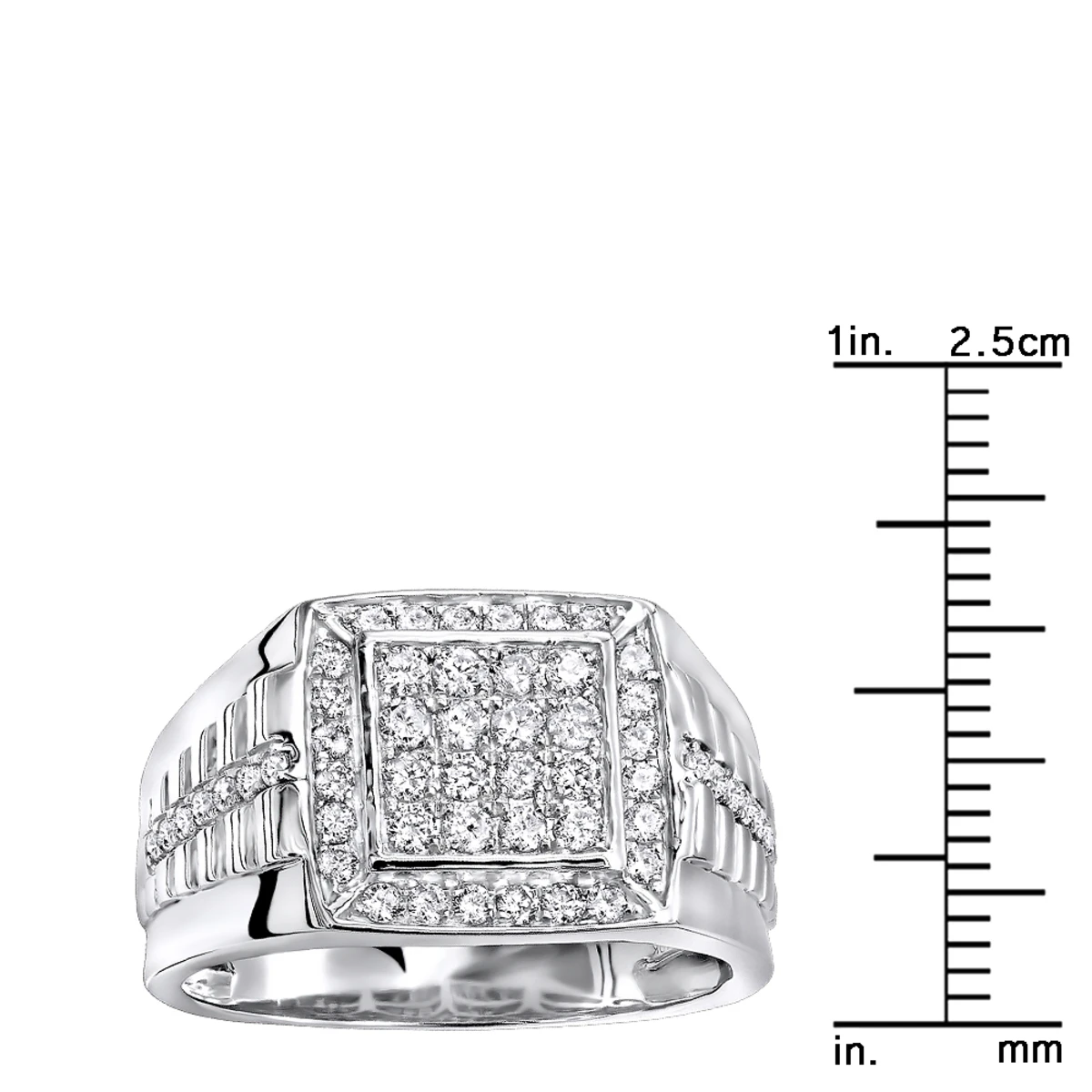 Men's 10K White Gold Square Shape 1 Carat Diamond Pinky Ring For Men 8 Men's 10K White Gold Square Shape 1 Carat Diamond Pinky Ring For Men - Image 6