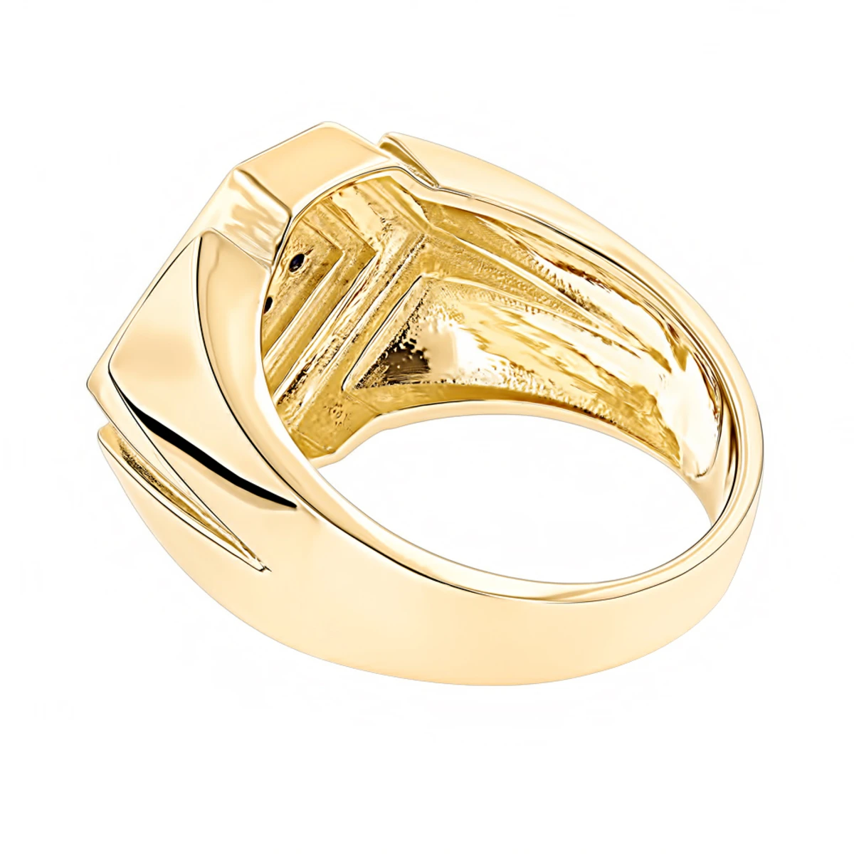 14K Yellow Gold Black Diamond Ring For Men By Luxurman 6 14K Yellow Gold Black Diamond Ring For Men By Luxurman - Image 4