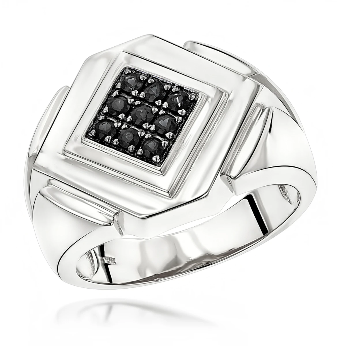 14K Yellow Gold Black Diamond Ring For Men By Luxurman 4 14K Yellow Gold Black Diamond Ring For Men By Luxurman - Image 2