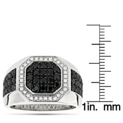 14K Yellow Gold White And Black Diamond Ring For Men Pinky Ring 1.8ct -Outlet Bijou Lush Store mens pinky rings 14k white and black diamond ring for men pinky ring 18ct ruler
