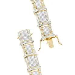 Men's Real Diamond Bracelet 10K Yellow Gold 4ct -Outlet Bijou Lush Store mens real diamond bracelet 10k 471ct p 43453 backye