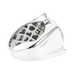 Men's Diamond Ring 14K White Gold Unique Design 1.55ct -Outlet Bijou Lush Store mens round diamond ring 155ct 14k p 44414 backwh