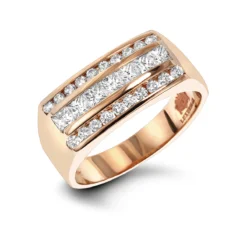 Men's Round & Princess Cut Diamond Ring 1.3ct 14K Yellow Gold Unique Wedding Band -Outlet Bijou Lush Store mens round princess cut diamond ring 15ct 14k gold unique wedding band ro