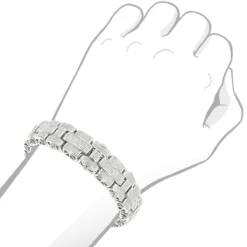 Men's Silver Diamond Bracelet 3.25 Ct -Outlet Bijou Lush Store mens silver diamond bracelet 325 ct p 43298bod
