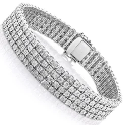 Men's Sterling Silver 4 Row Diamond Bracelet 0.63ct
