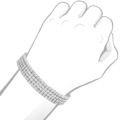Men's Sterling Silver 4 Row Diamond Bracelet 0.63ct -Outlet Bijou Lush Store mens sterling silver bracelets 4 row diamond bracelet 052ct p 46832bod