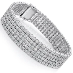 Men's Sterling Silver 5 Row Diamond Bracelet 0.81ct