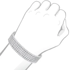 Men's Sterling Silver 5 Row Diamond Bracelet 0.81ct -Outlet Bijou Lush Store mens sterling silver bracelets 5 row diamond bracelet 067ct p 46833bod