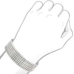 Men's Sterling Silver 6 Row Diamond Bracelet 1.01ct -Outlet Bijou Lush Store mens sterling silver bracelets diamond bracelet 084ct p 47443bod