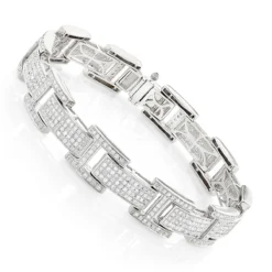 Men's Sterling Silver Diamond Bracelet 3.96ct