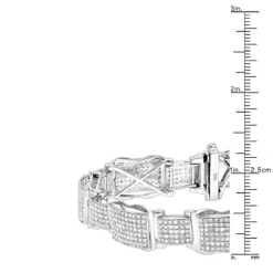 Men's Sterling Silver Diamond Bracelet 4 Ct -Outlet Bijou Lush Store mens sterling silver diamond bracelet 460ct p 43103 ruler