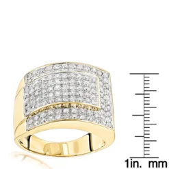 Men's Two Carat Diamond 14K White Gold Ring By Luxurman Gold -Outlet Bijou Lush Store mens two carat diamond gold ring by luxurman 14k rulerye