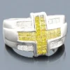 Men's White Yellow Diamond Cross Ring 14K White Gold 2.25ct -Outlet Bijou Lush Store mens white yellow diamond cross ring 14k 225ct p 43641
