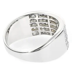 Men's Wide Wedding Band With Princess Cut Diamonds 2.11ct 14K White Gold -Outlet Bijou Lush Store mens wide wedding band with princess cut diamonds 211ct 14k backwh