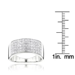Men's Wide Wedding Band With Princess Cut Diamonds 2.11ct 14K White Gold -Outlet Bijou Lush Store mens wide wedding band with princess cut diamonds 211ct 14k rulerwh
