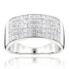 Men's Wide Wedding Band With Princess Cut Diamonds 2.11ct 14K White Gold