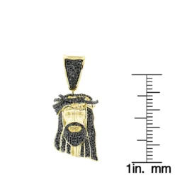 Mini Black Diamond Jesus Head Pendant Charm 10K Yellow Gold 1/2 Carat -Outlet Bijou Lush Store mini black diamond jesus head pendant charm solid 10k gold 12 carat rulerye