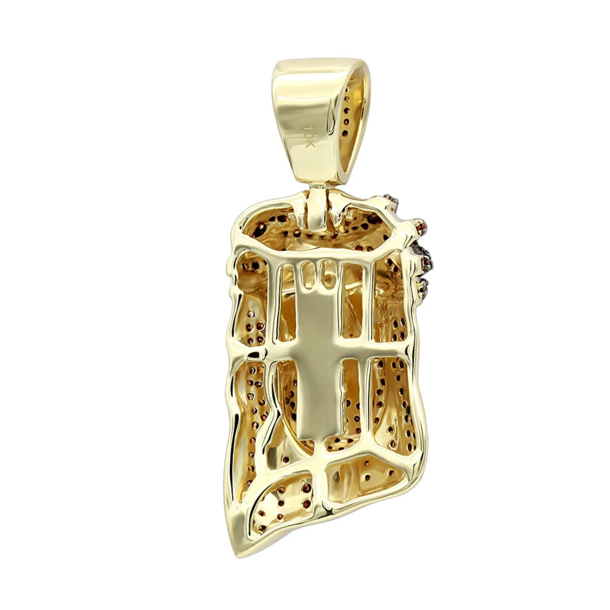 Mini Diamond Jesus Face Pendant 10K Yellow Gold 1/2 Carat Red Diamonds 7 Mini Diamond Jesus Face Pendant 10K Yellow Gold 1/2 Carat Red Diamonds - Image 5
