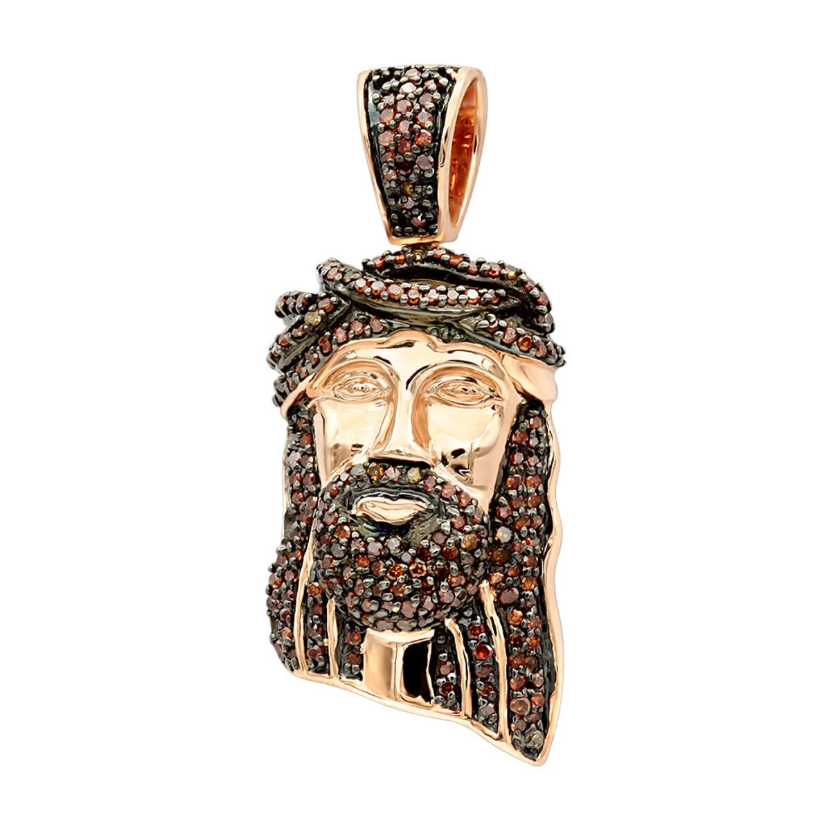 Mini Diamond Jesus Face Pendant 10K Yellow Gold 1/2 Carat Red Diamonds 6 Mini Diamond Jesus Face Pendant 10K Yellow Gold 1/2 Carat Red Diamonds - Image 4