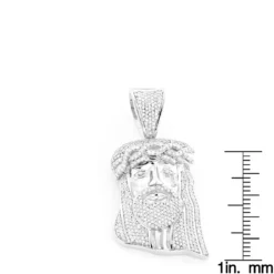 Mini Diamond Jesus Head Pendant In Sterling Silver 0.75 Ct -Outlet Bijou Lush Store mini diamond jesus head pendant in sterling silver 104ct rulerwh