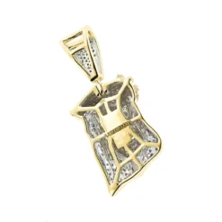 Mini Diamond Jesus Head Pendant 10K Yellow Gold 1/2 Carat -Outlet Bijou Lush Store mini diamond jesus head pendant solid 10k gold 12 carat backye