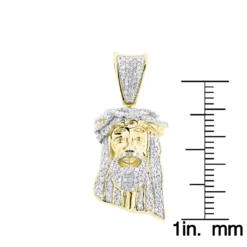 Mini Diamond Jesus Head Pendant 10K Yellow Gold 1/2 Carat -Outlet Bijou Lush Store mini diamond jesus head pendant solid 10k gold 12 carat rulerye