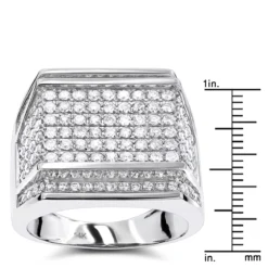 Oversized Men's Diamond Ring 2.5 Ctw 14K White Gold -Outlet Bijou Lush Store oversized mens diamond ring 308ct 14k gold rulerwh