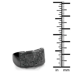 Men's Pave Black Diamond Ring 10K Black Plated Gold Band 0.68ct -Outlet Bijou Lush Store pave black diamond ring 10k 068ct p 42278 ruler