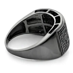 Men's Pave Black Diamond Ring 10K Black Plated Gold Band 0.68ct -Outlet Bijou Lush Store pave black diamond ring 10k 068ct p 42278back